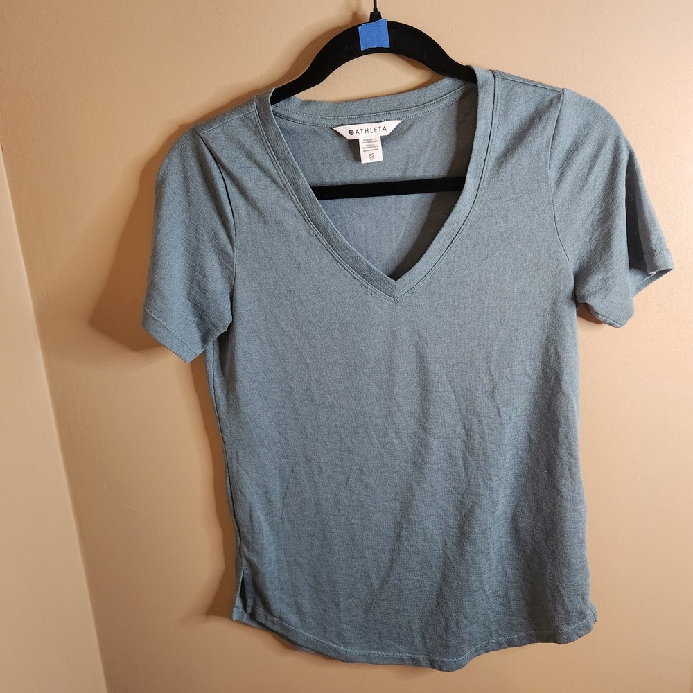 Athleta Breezy Scoop Tee Blue Slate XS 404783